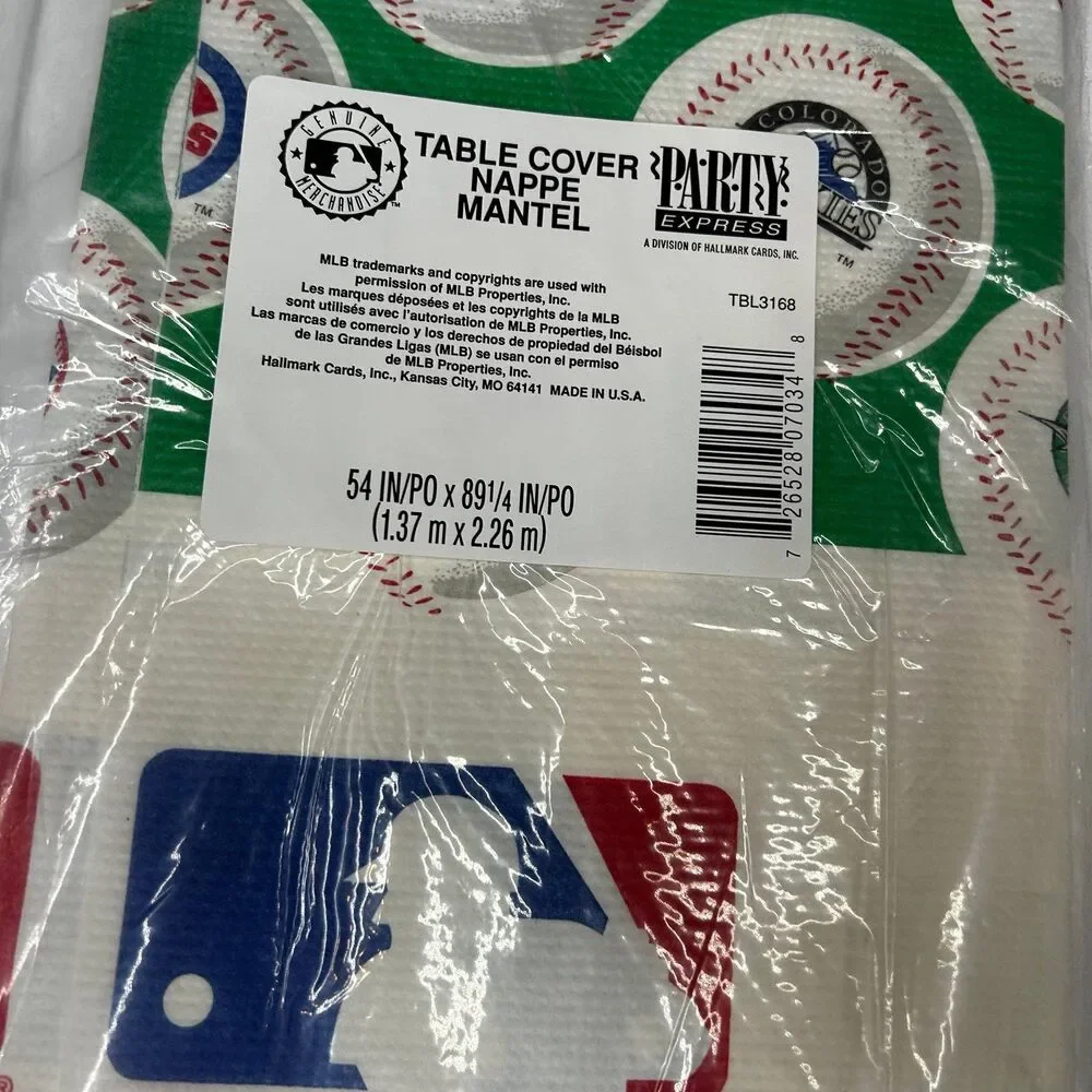 New vintage 90s 1990s MLB party tablecloth 54” x 89”